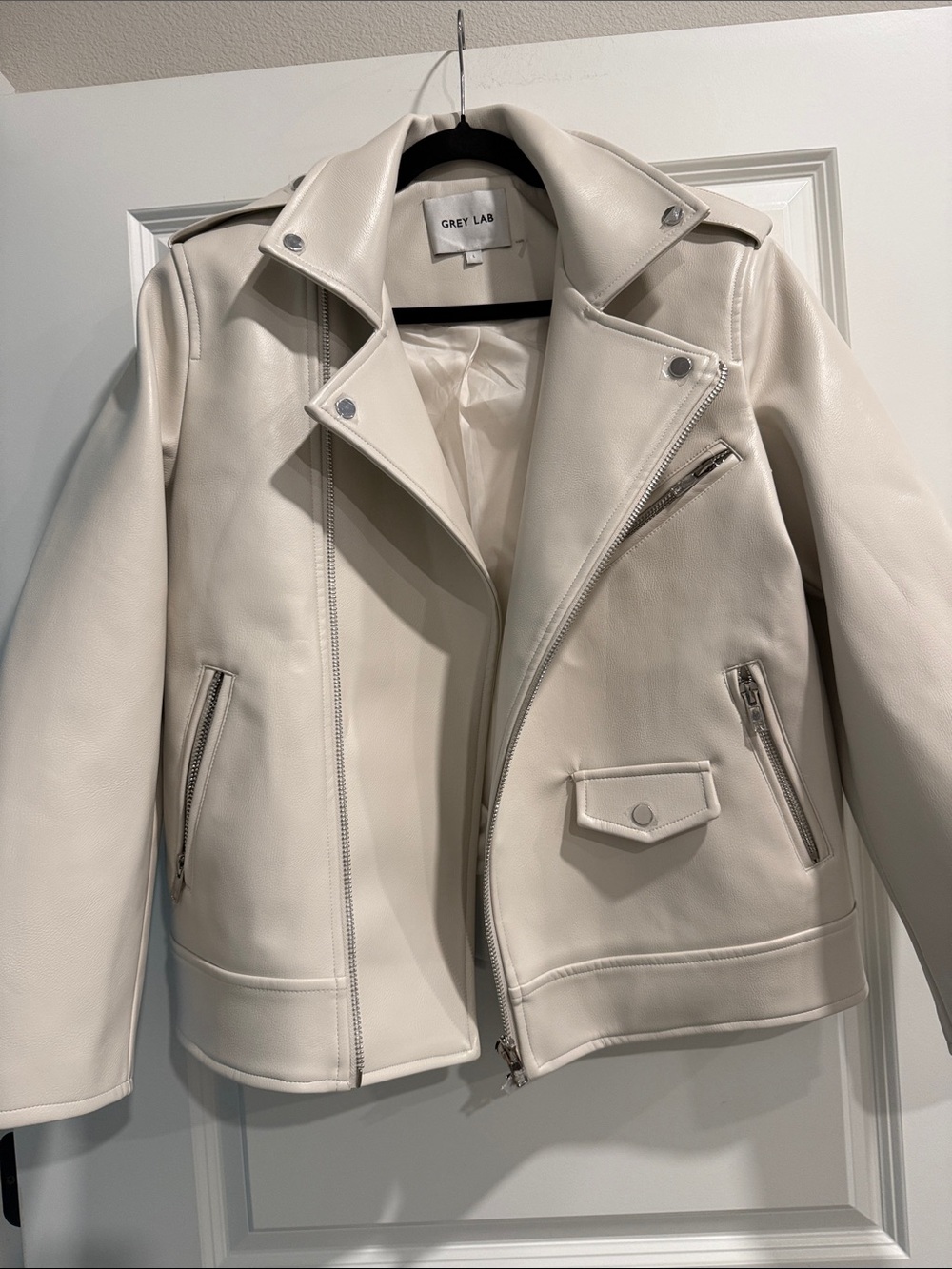 NWT Grey Lab faux leather moto jacket sz l